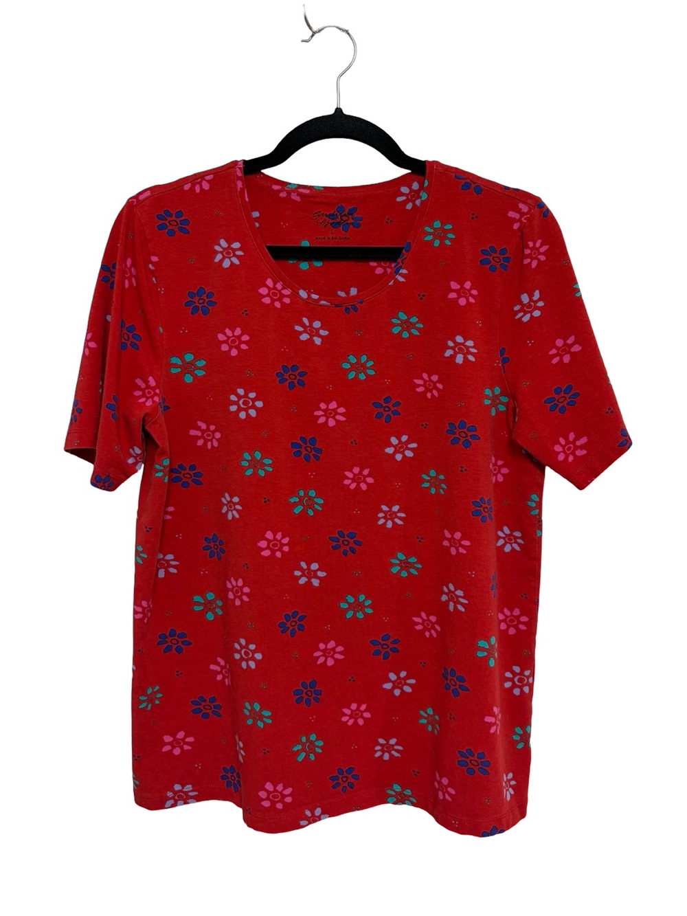 Gudrun Sjoden Women’s Organic Cotton T-Shirt in Red Flower Print - Size L